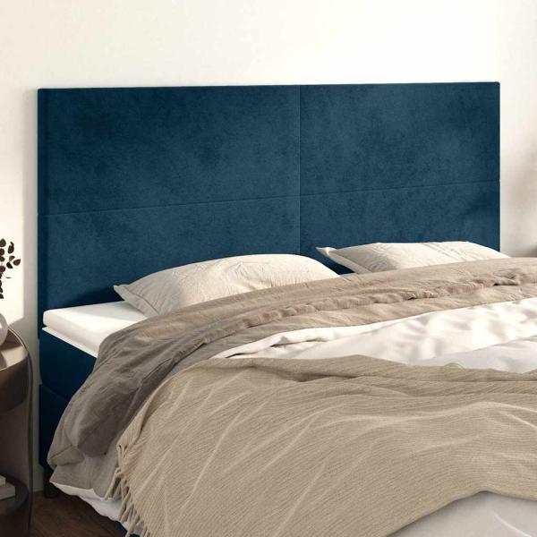 ARDEBO.de - Kopfteil Dunkelblau 160 x 5 x 118/128 cm Samt