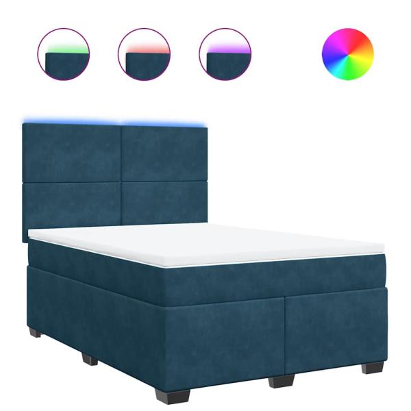 Boxspringbett mit Matratze Blau 160x200 cm Samt