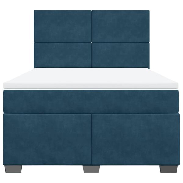 Boxspringbett mit Matratze Blau 160x200 cm Samt