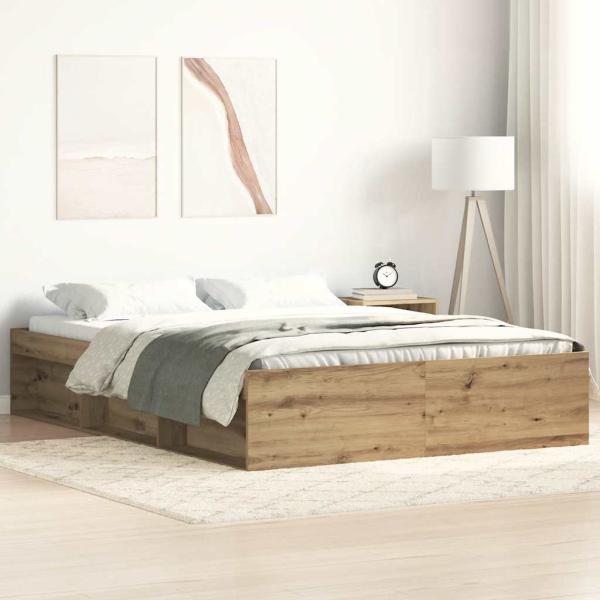 ARDEBO.de - Bettgestell ohne Matratze Artisan-Eiche 160x200cm Holzwerkstoff