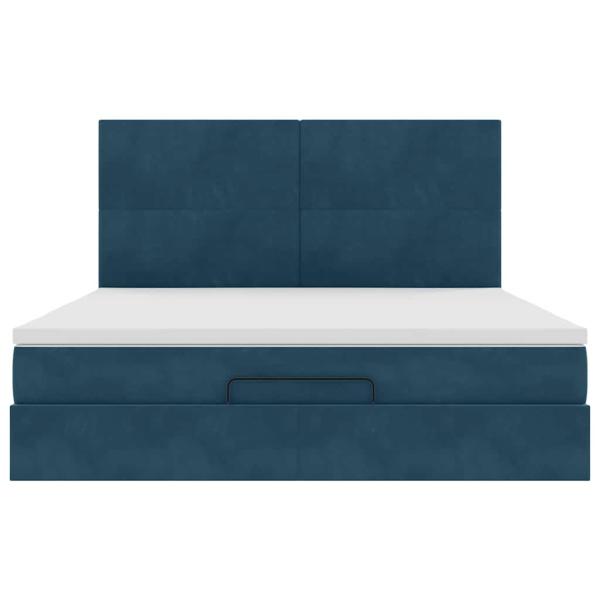 Ottoman-Bett mit Matratzen & LEDs Dunkelblau 160x200 cm Samt