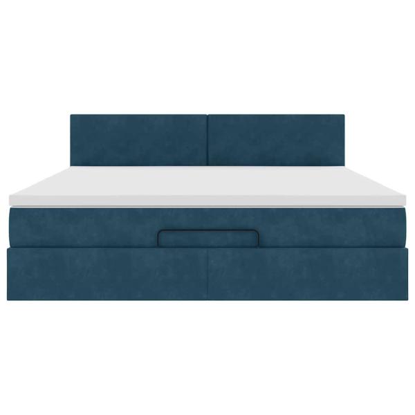 Ottoman-Bett mit Matratze & LEDs Dunkelblau 160x200 cm Samt