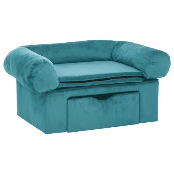 Hundesofa mit Speicher Türkis 75 x 50 x 38cm Plüsch