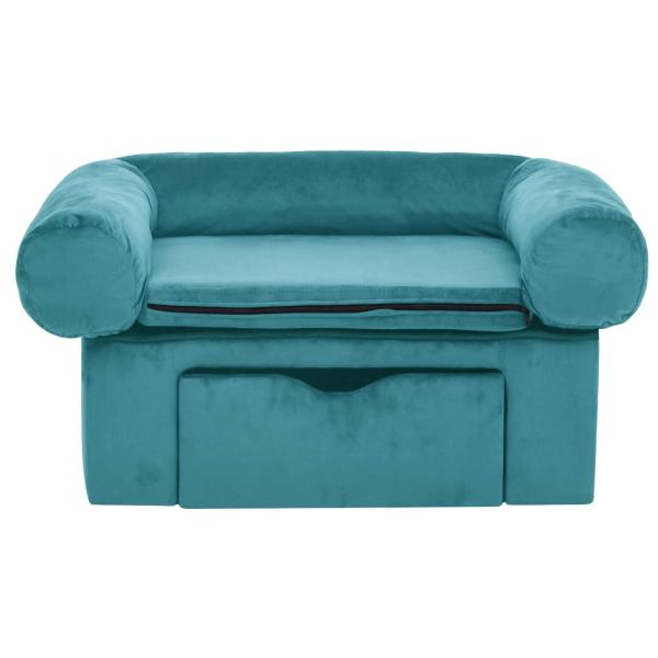 Hundesofa mit Speicher Türkis 75 x 50 x 38cm Plüsch