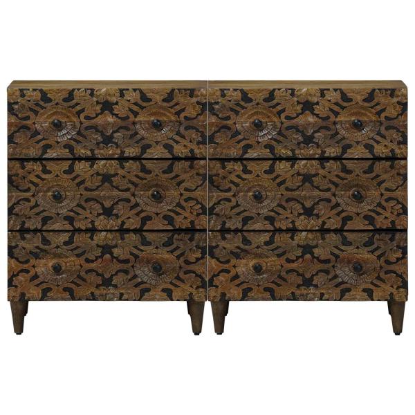 Sideboard 2 pcs Braun 60 x 33,5 x 75 cm Massivholz Mango