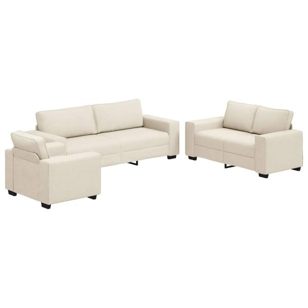 Sofa 3 stk. Beige Leinenmischgewebe