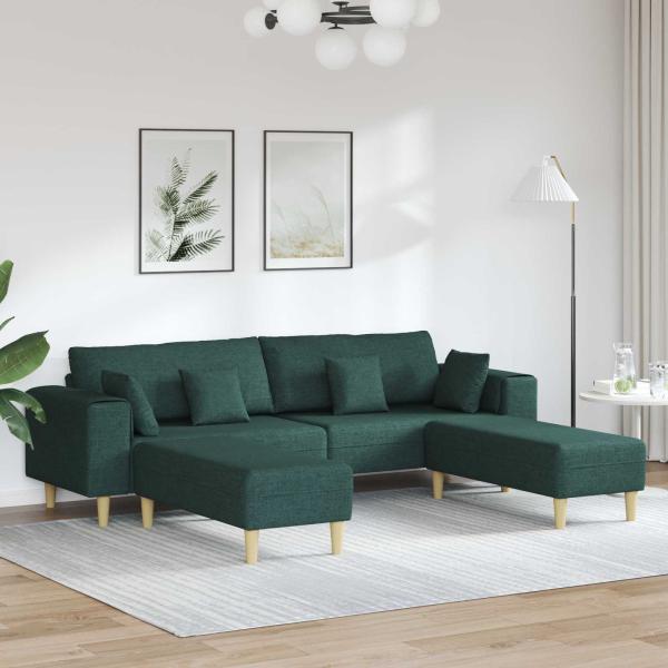 ARDEBO.de - Sofa mit Kissen 3 pcs Dunkelgrün Stoff