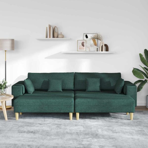 Sofa mit Kissen 3 pcs Dunkelgrün Stoff