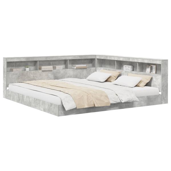 Bücherregal-Bett mit Regal Betongrau 180 x 200 cm Holzwerkstoff