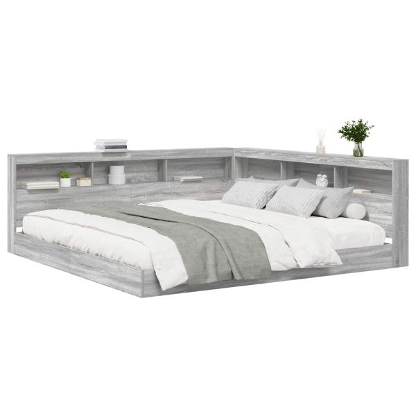 Bücherregal-Bett Grau Sonoma 180 x 200 cm Holzwerkstoff