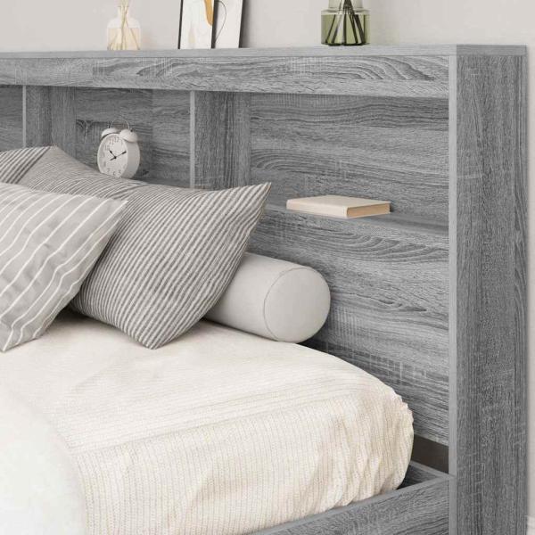 Bücherregal-Bett Grau Sonoma 180 x 200 cm Holzwerkstoff