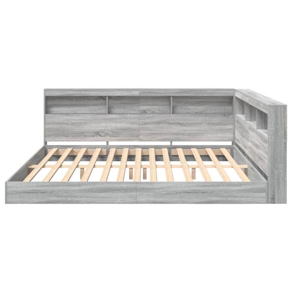 Bücherregal-Bett Grau Sonoma 180 x 200 cm Holzwerkstoff