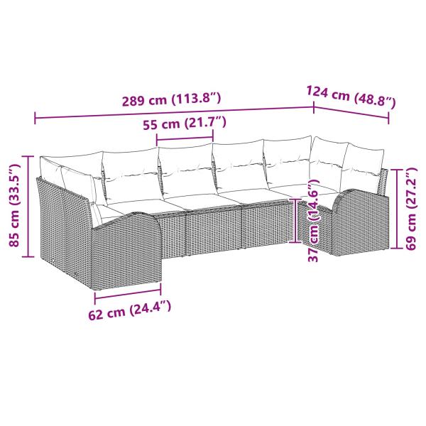 Gartensofa-set 7 Stk. Schwarz und Türkis Poly-Rattan