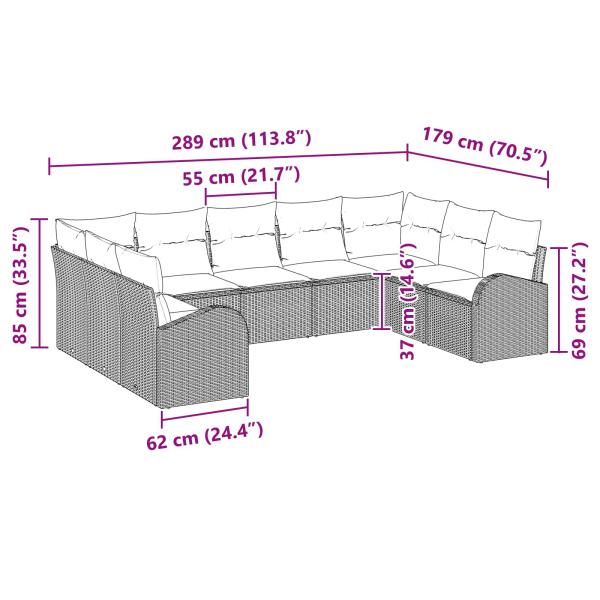 Gartensofa-set 9 Stk. Schwarz und Türkis Poly-Rattan