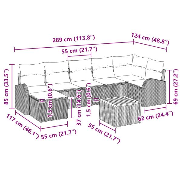 Gartensofa-set 8 Stk. Schwarz und Türkis Poly-Rattan
