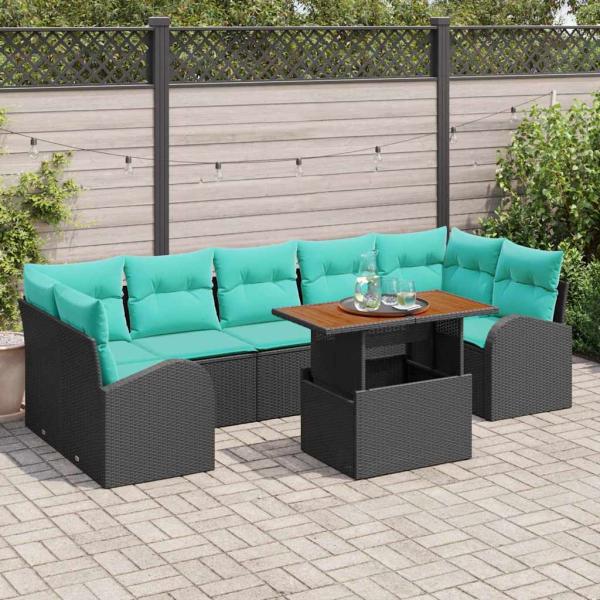 ARDEBO.de - Garten-Sofa-Set 8 Stk. Schwarz Poly Rattan