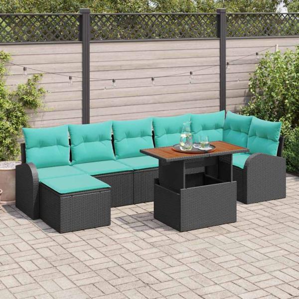 ARDEBO.de - Garten-Sofa-Set 8 Stk. Schwarz Poly Rattan
