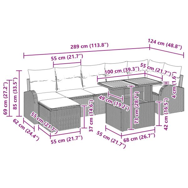 Garten-Sofa-Set 8 Stk. Schwarz Poly Rattan