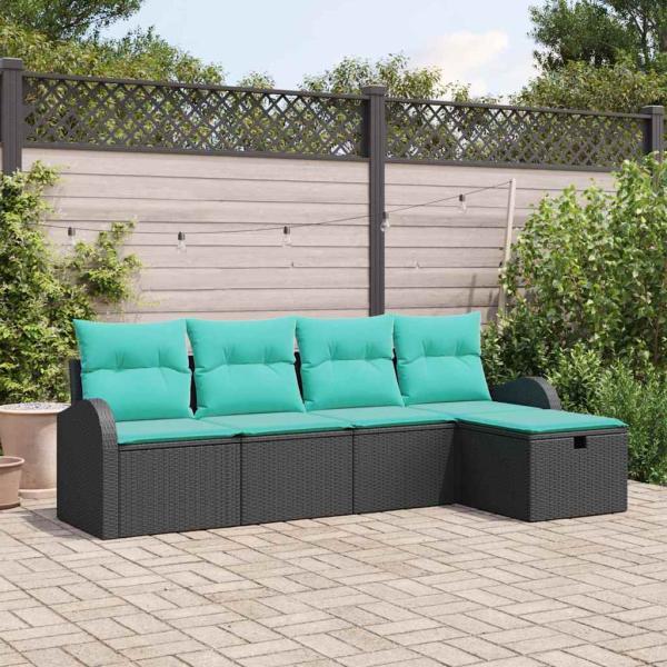 ARDEBO.de - Gartensofa-set 5 stk. Schwarz Poly-Rattan