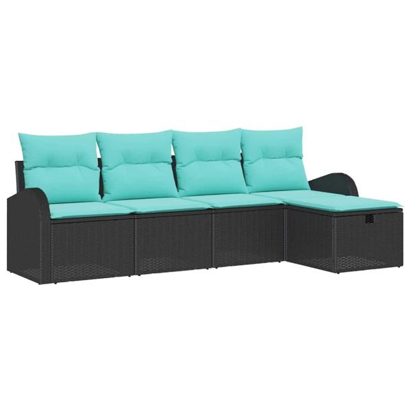 Gartensofa-set 5 stk. Schwarz Poly-Rattan