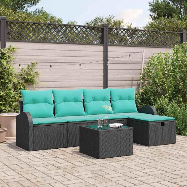 ARDEBO.de - Gartensofa-set 6 Stk. Schwarz Poly-Rattan