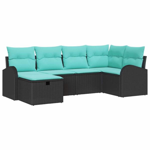 Gartensofa-set 6 Stk. Schwarz Poly-Rattan