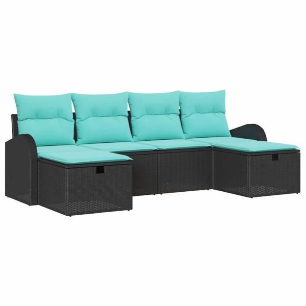 Gartensofa-set 6 Stk. Schwarz Poly-Rattan