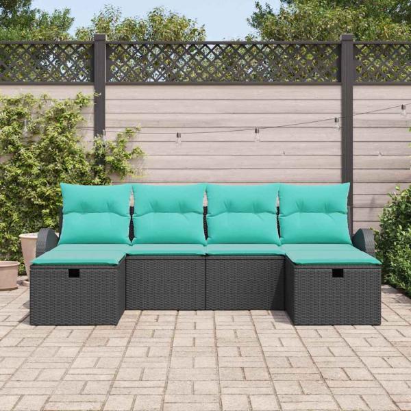 Gartensofa-set 6 Stk. Schwarz Poly-Rattan