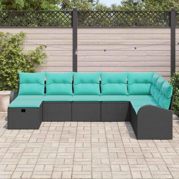 Gartensofa-set 8 Stk. Schwarz Poly-Rattan