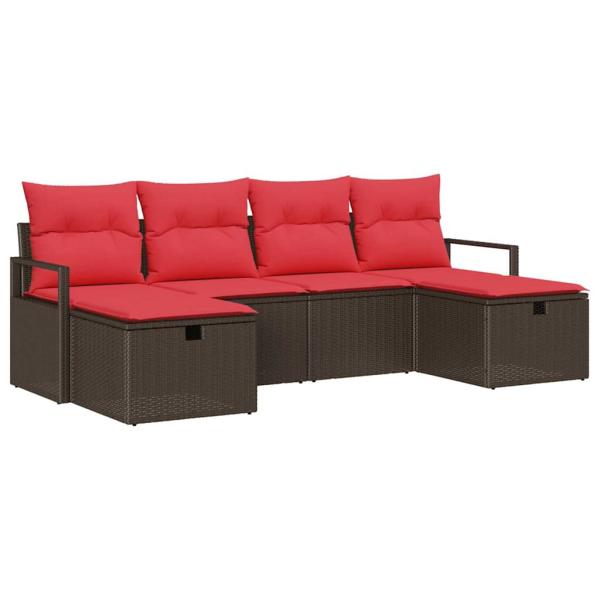 Sofa Set mit Kissen 5 pcs Poly-Rattan