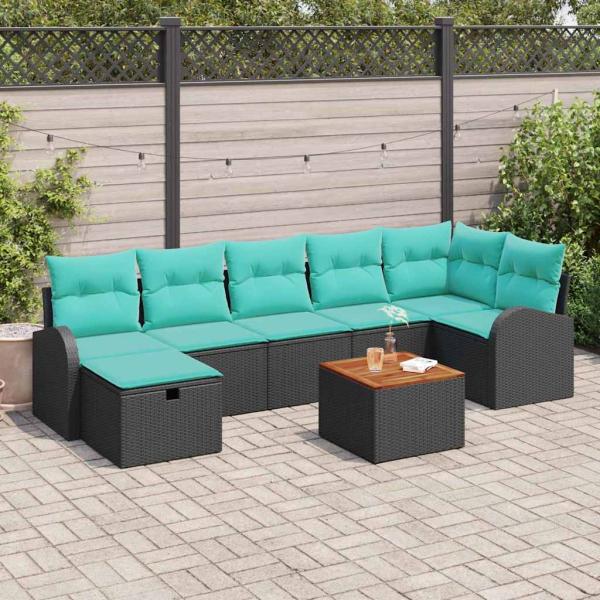 ARDEBO.de - Gartensofa-set 8 Stk. Schwarz Poly Rattan