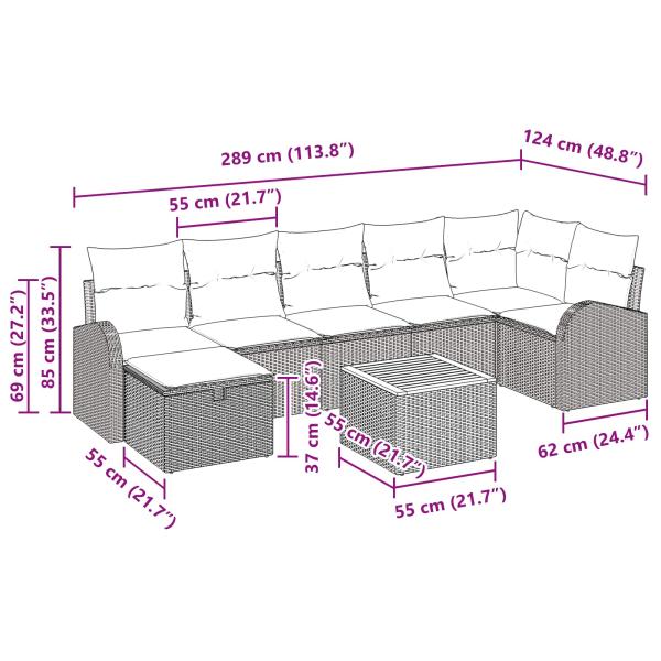 Gartensofa-set 8 Stk. Schwarz Poly Rattan
