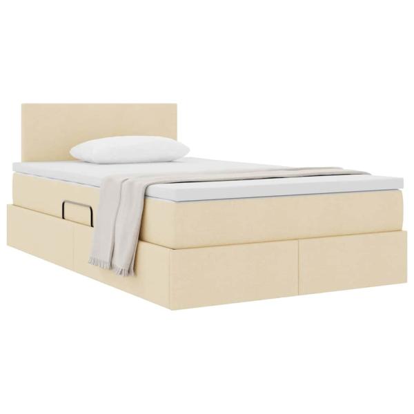 Aufbewahrungsbett mit Matratze Creme 120 x 190 cm Samt
