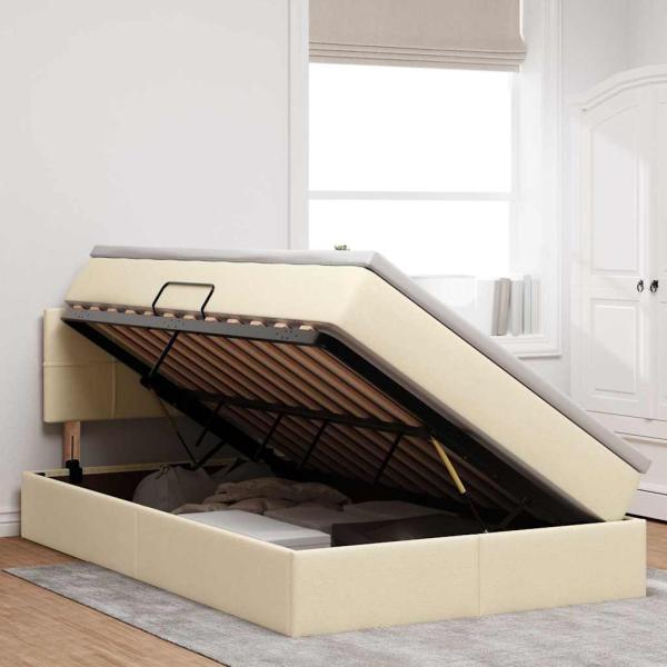 Aufbewahrungsbett mit Matratze Creme 120 x 190 cm Samt