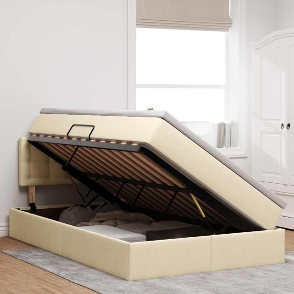 Aufbewahrungsbett mit Matratze Creme 120 x 190 cm Samt