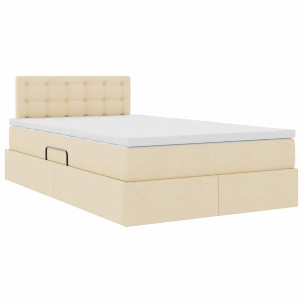 Aufbewahrungsbett mit Matratze Creme 120 x 190 cm Samt