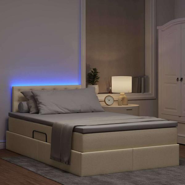 LED-Speicherbett mit Matratze Creme 120 x 190 cm Stoff