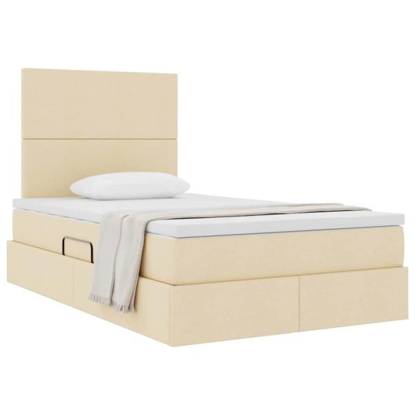 Aufbewahrungsbett mit Matratze Creme 120 x 190 cm Stoff
