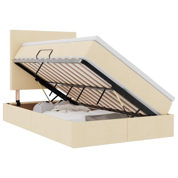 LED-Speicherbett mit Matratze Creme 120 x 190 cm Stoff