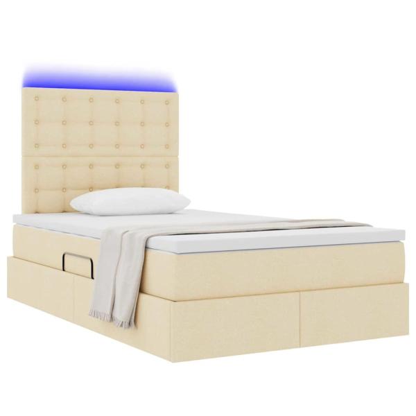 LED-Speicherbett mit Matratze Creme 120 x 190 cm Stoff