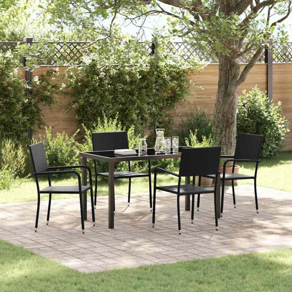 ARDEBO.de - Garten Essgruppe 5 Stk. Schwarz Poly-Rattan