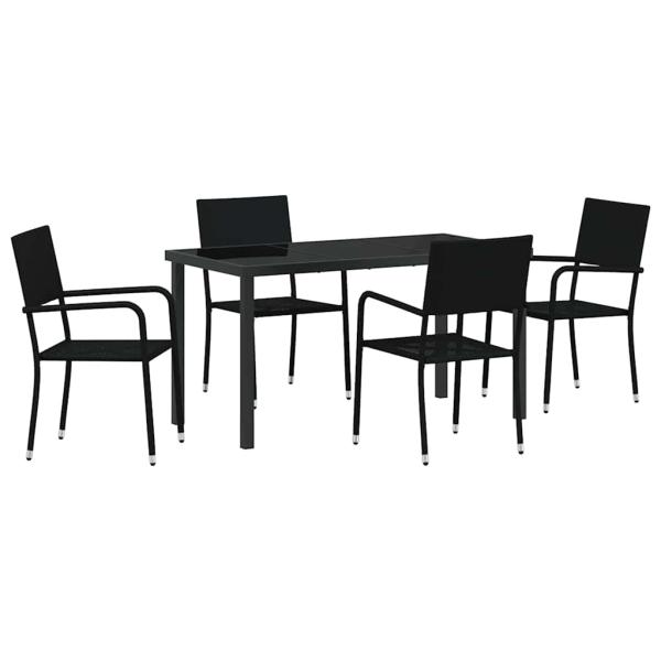 Garten Essgruppe 5 Stk. Schwarz Poly-Rattan