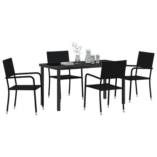 Garten Essgruppe 5 Stk. Schwarz Poly-Rattan