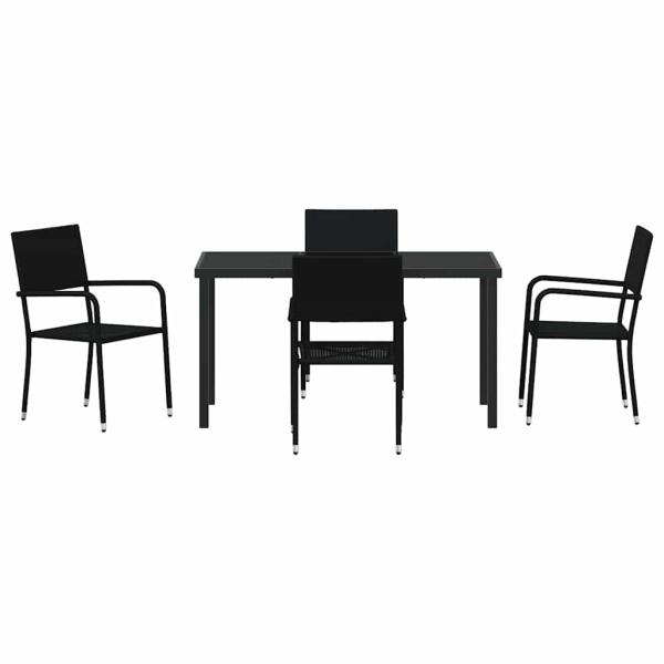Garten Essgruppe 5 Stk. Schwarz Poly-Rattan