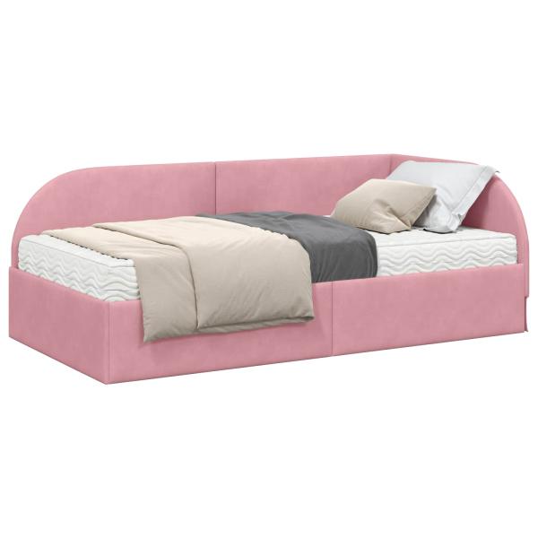 Eckbettgestell mit Matratze 2 stk. Rosa 90 x 200 cm Samt