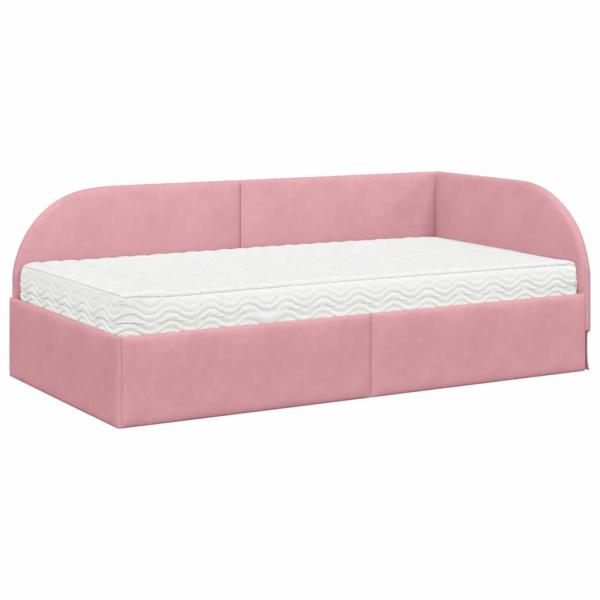 Eckbettgestell mit Matratze 2 stk. Rosa 90 x 200 cm Samt