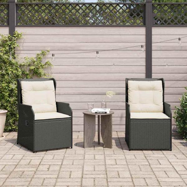 ARDEBO.de - Gartenbank 2 stk. Schwarz Poly-Rattan