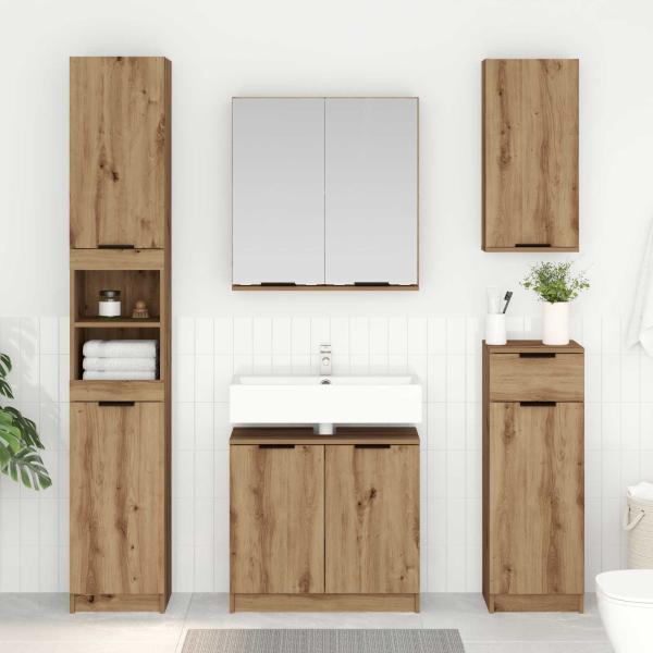 Badezimmermöbel-Set 5 stk. Artisan-Eiche 64,5 x 33,5 x 59 cm