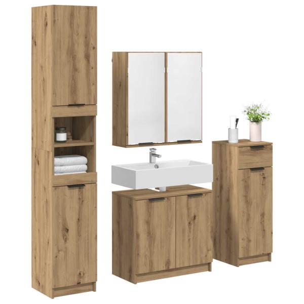 Badezimmermöbel-Set 4 stk. Artisan-Eiche 64,5 x 33,5 x 59 cm