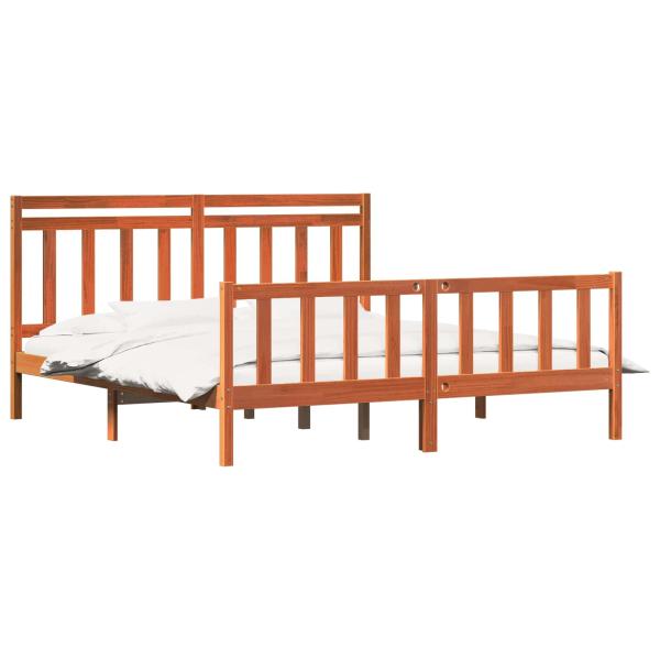 Bettrahmen mit Kopfteil 2 pcs Wachsbraun 205,5 x 185,5 x 100 cm